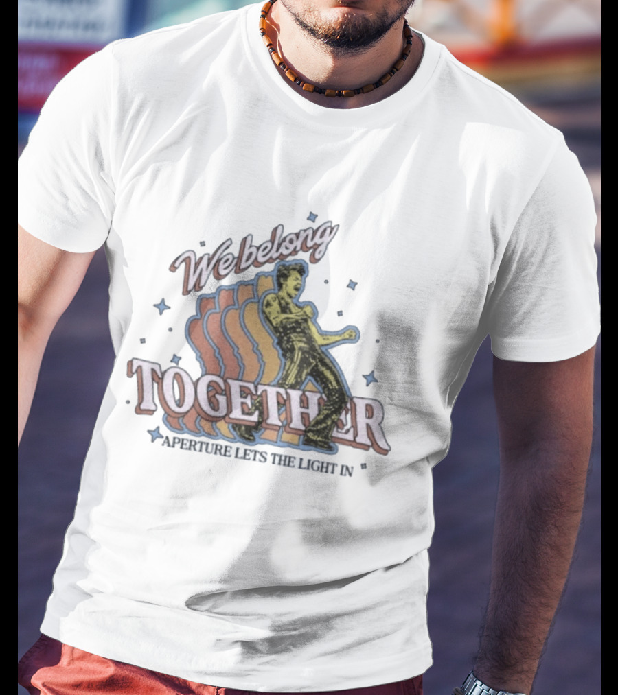 We Belong Together Aperture Lets The Light In Retro Style Dancing Figure With Stars T-Shirt