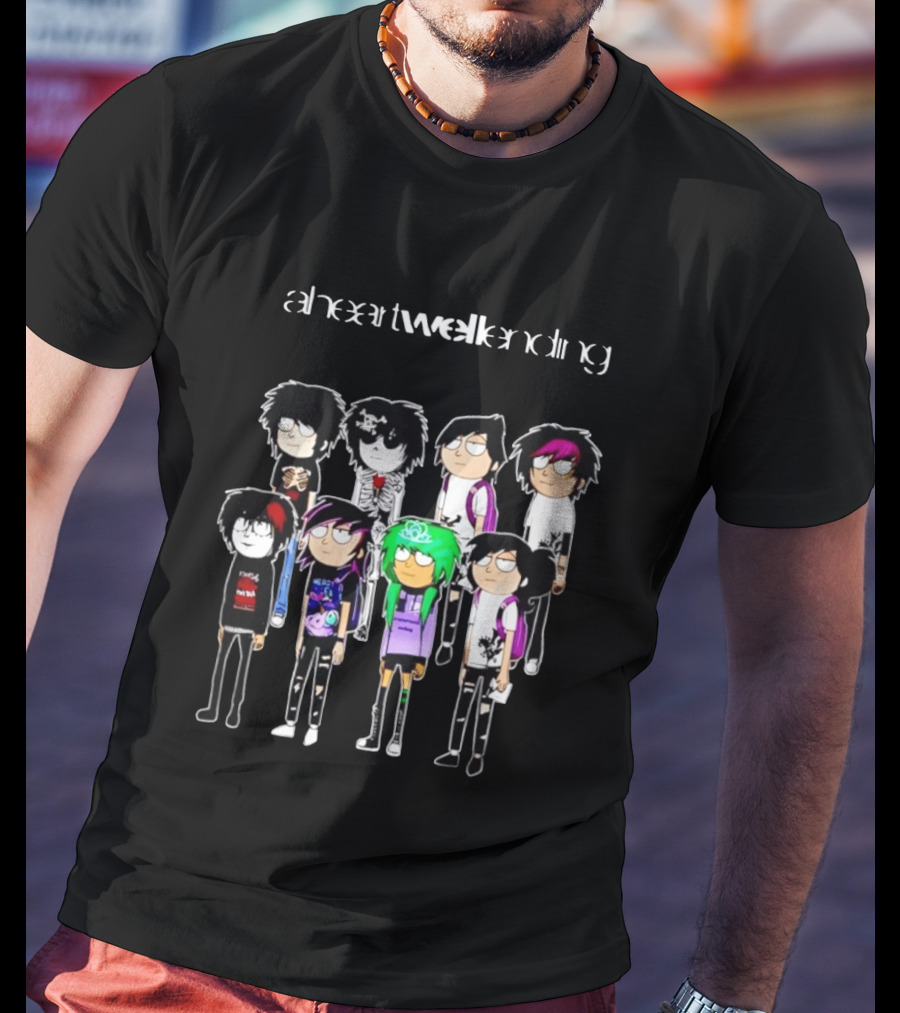 A Heart Well Ending Emo Cartoon Characters With Unique Hairstyles T-Shirt