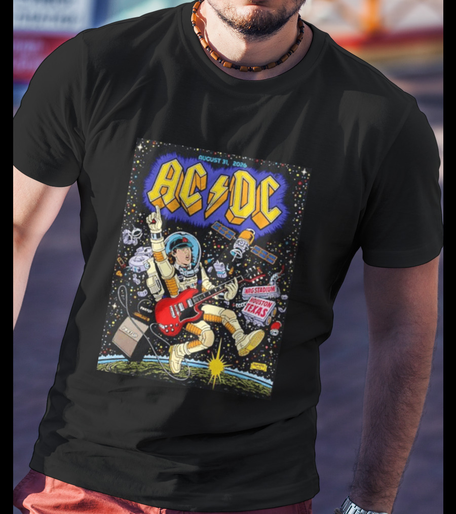 AC DC August 31 2026 NRG Stadium Houston Texas Space Astronaut Concert T-Shirt