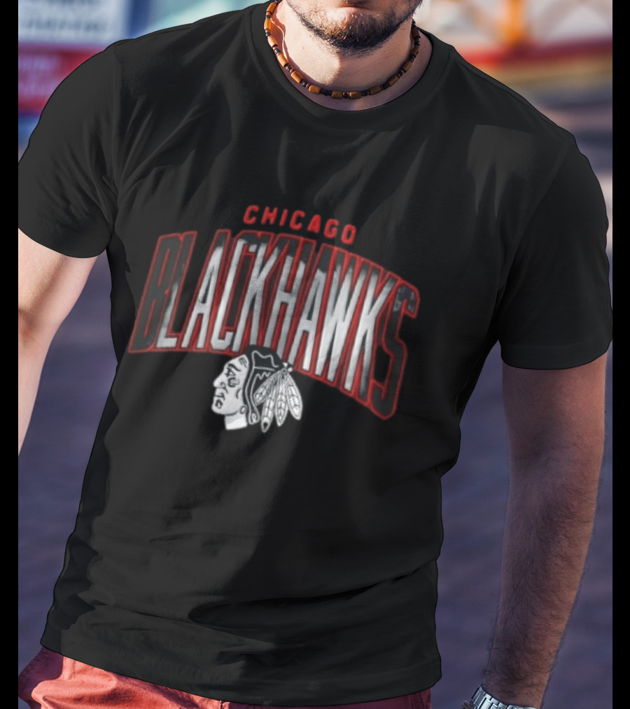 Chicago Blackhawks NHL Arched Smoky Monochrome T-Shirt