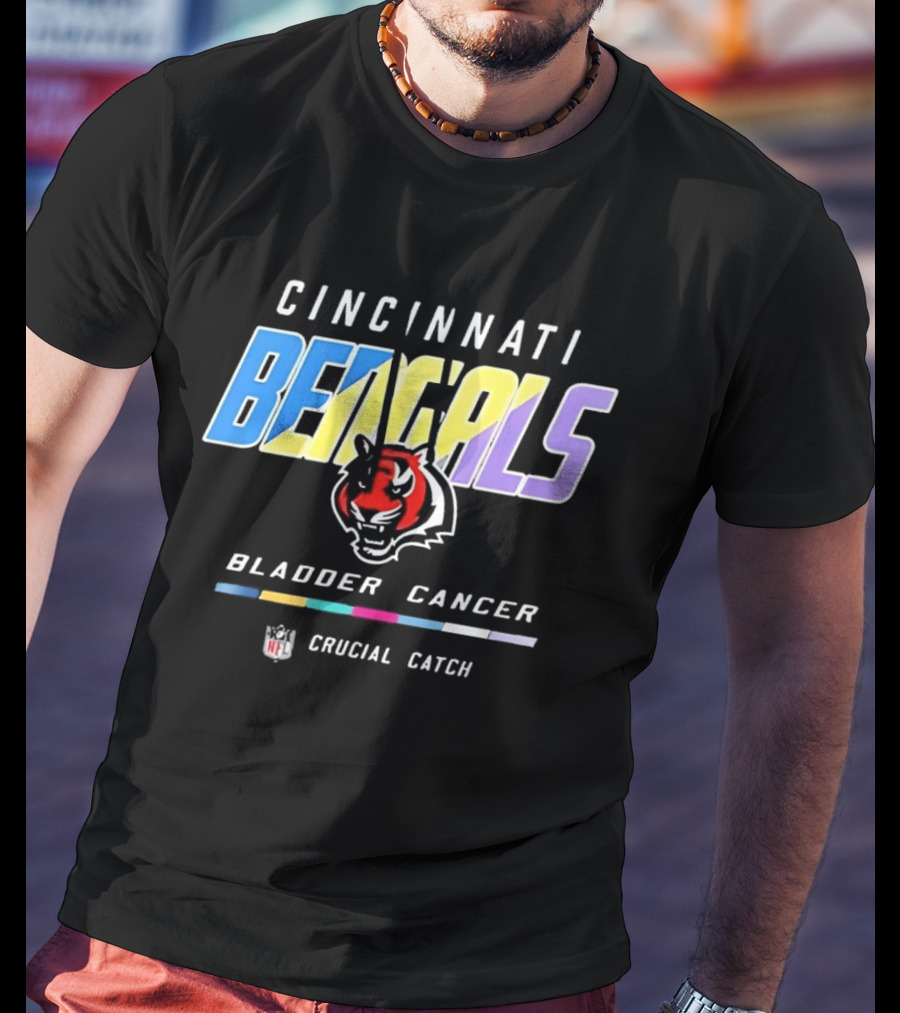 Cincinnati Bengals Bladder Cancer Crucial Catch Awareness NFL T-Shirt