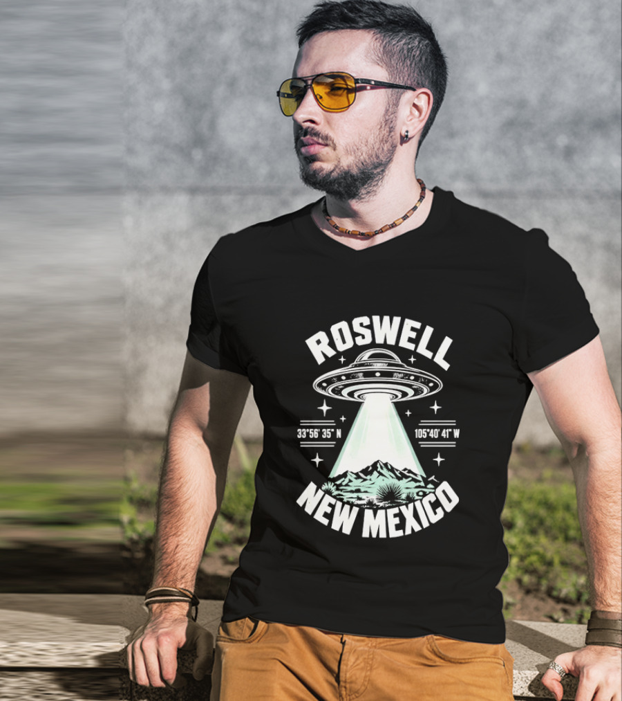 Roswell New Mexico UFO Coordinates Alien T-Shirt
