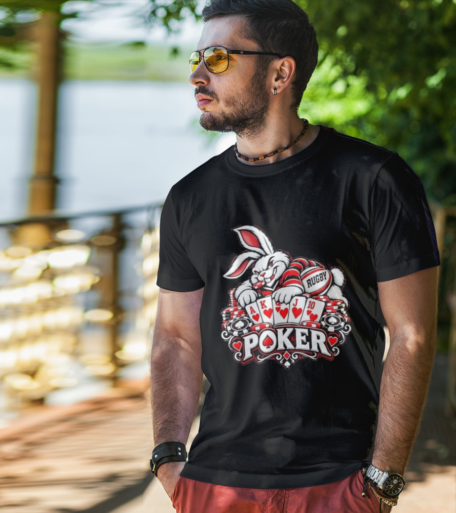 Rugby Poker Rabbit Royal Flush Card Game T-Shirt