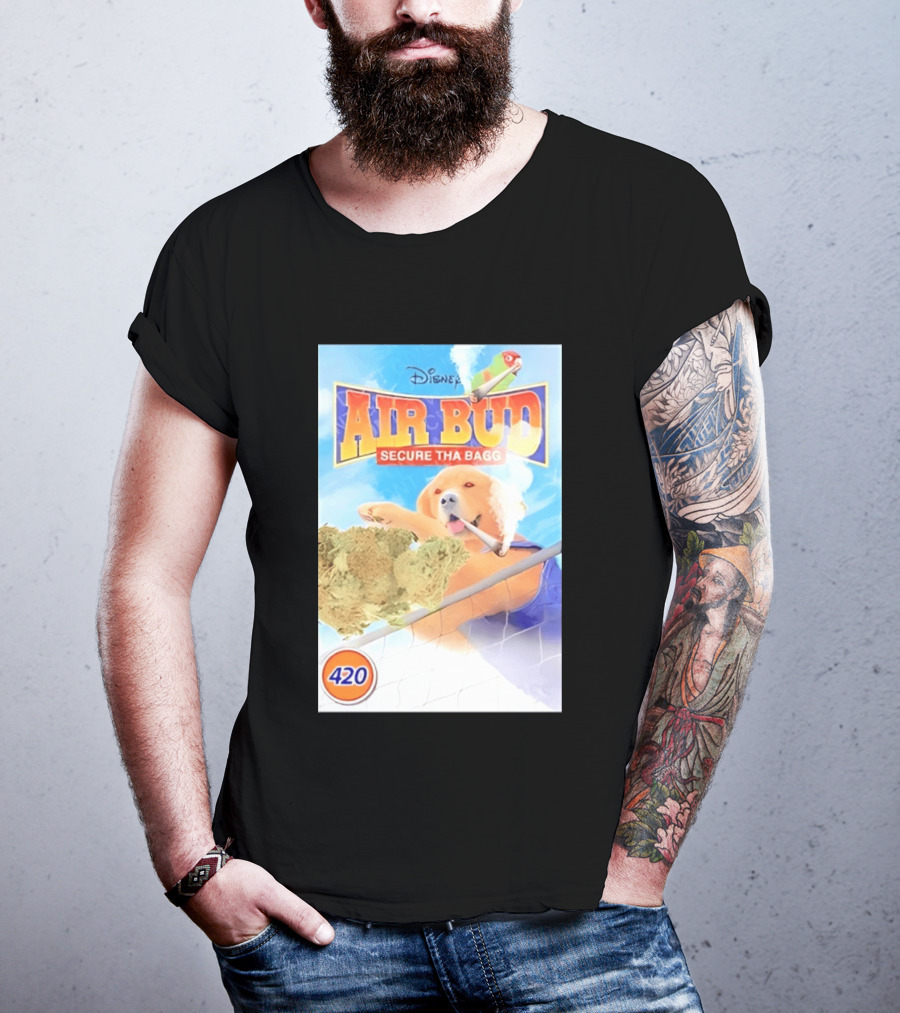 Disney Air Bud Secure Tha Bagg 420 Meme Basketball Dog Smoking T-Shirt