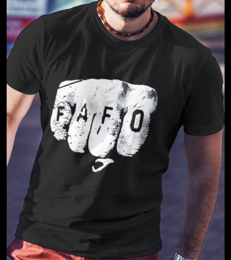 FAFO Distressed Clenched Fist Knuckle Punch Black And White T-Shirt