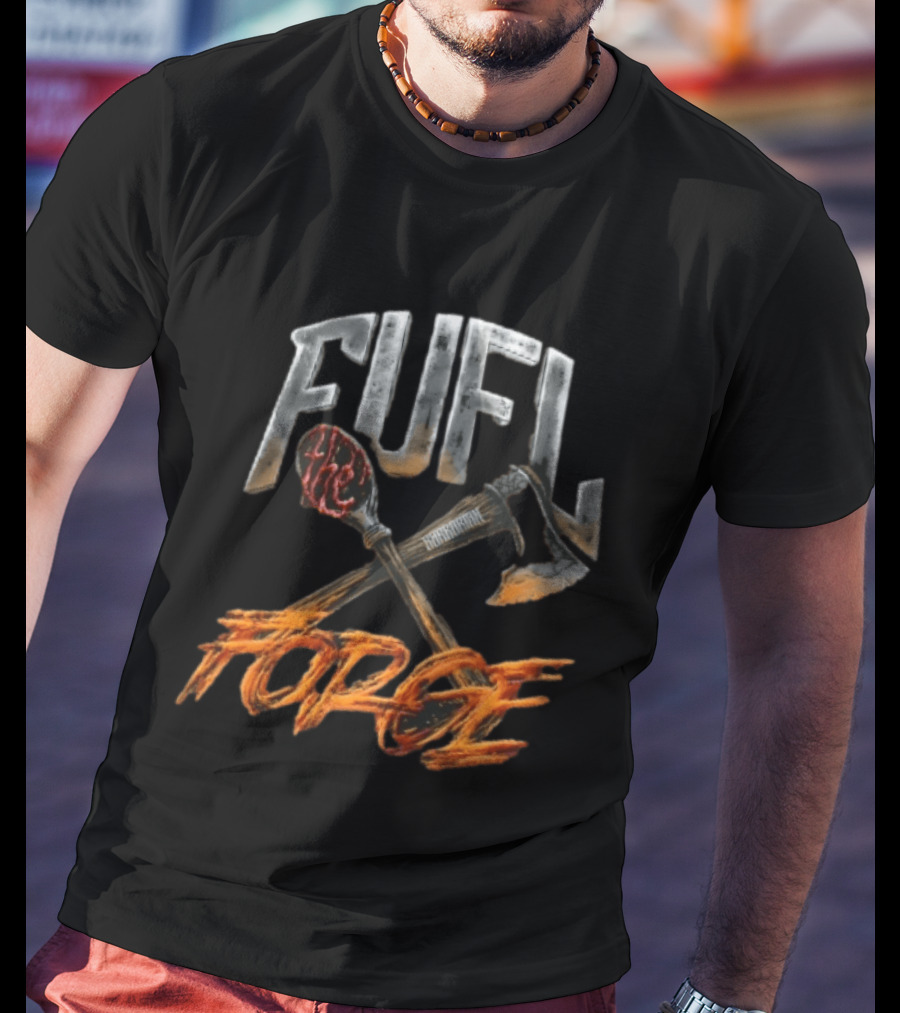 Fuel Forge Crossed Bloody Spoon Axe Flames T-Shirt