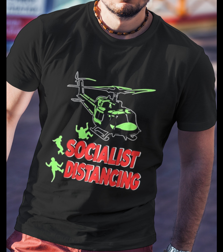 Socialist Distancing Helicopter Retro Military Humor T-Shirt