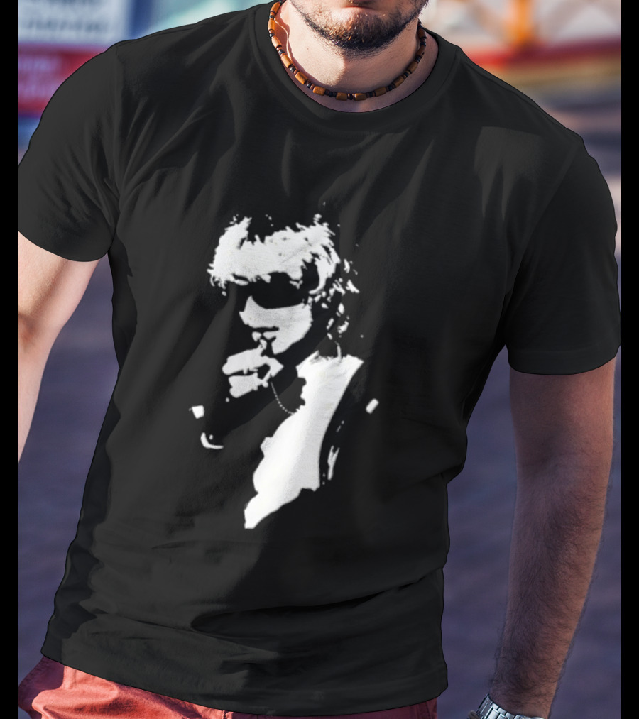 High Contrast Stencil Style Iconic Sunglasses Smoking Man T-Shirt