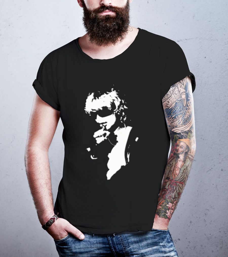 High Contrast Stencil Style Iconic Sunglasses Smoking Man T-Shirt