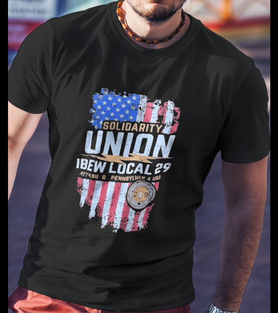 Solidarity Union IBEW Local 29 Pennsylvania USA American Flag T-Shirt