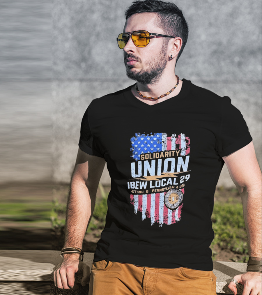 Solidarity Union IBEW Local 29 Pennsylvania USA American Flag T-Shirt