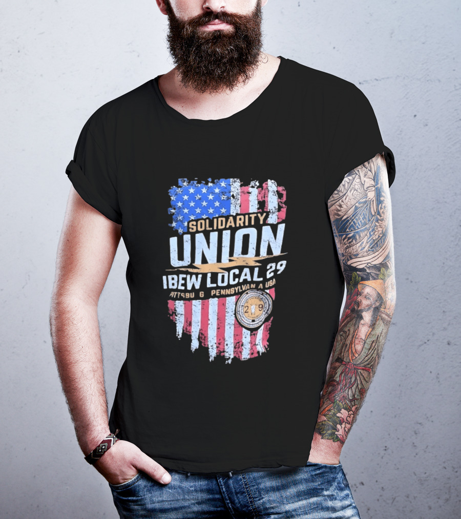 Solidarity Union IBEW Local 29 Pennsylvania USA American Flag T-Shirt