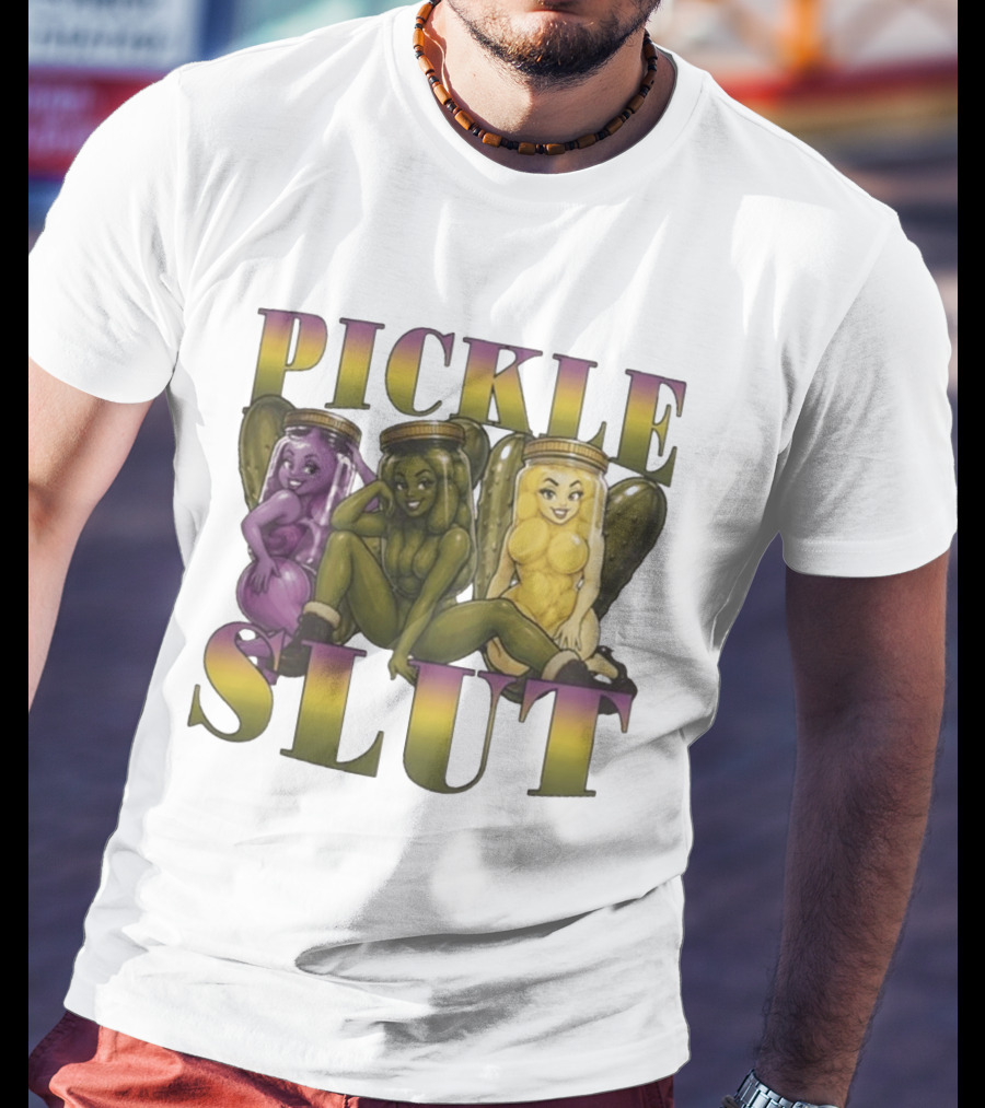 Pickle Slut Food Humor Cute Cartoon Jar Characters T-Shirt