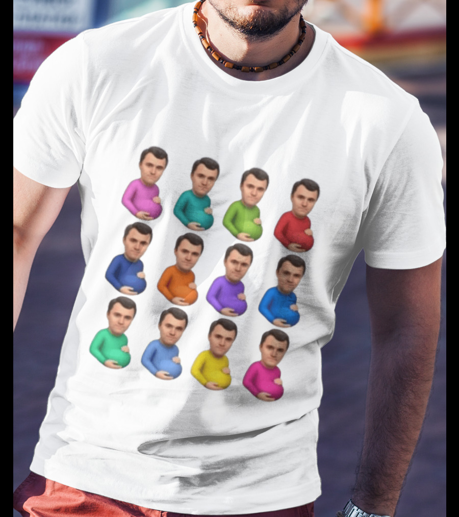 Pregnant Man Emoji Set Multicolor Avatar Faces Collection T-Shirt