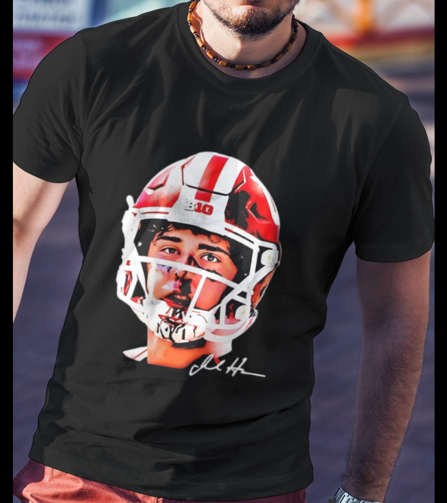 Indiana Hoosiers Big Ten Football Jack Howes Signature Helmet T-Shirt