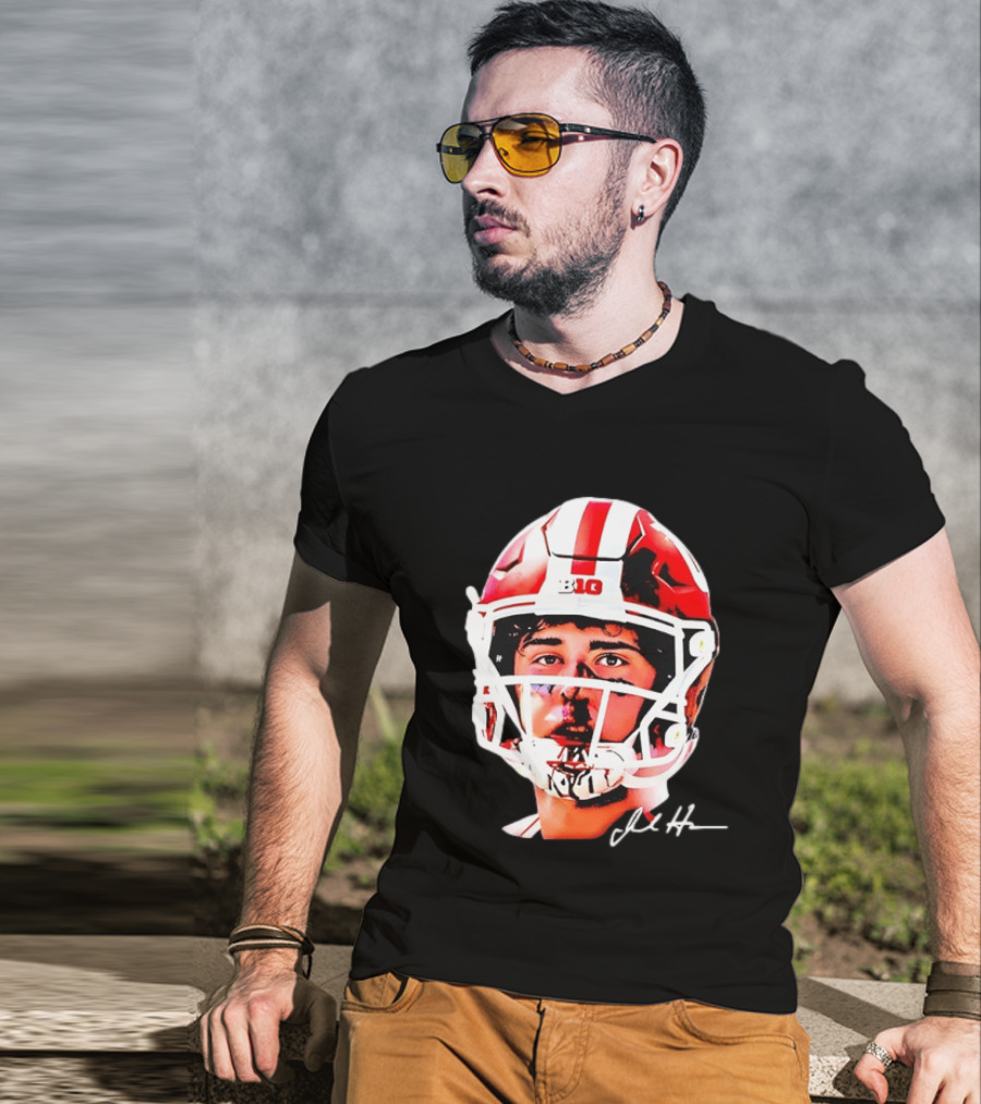 Indiana Hoosiers Big Ten Football Jack Howes Signature Helmet T-Shirt