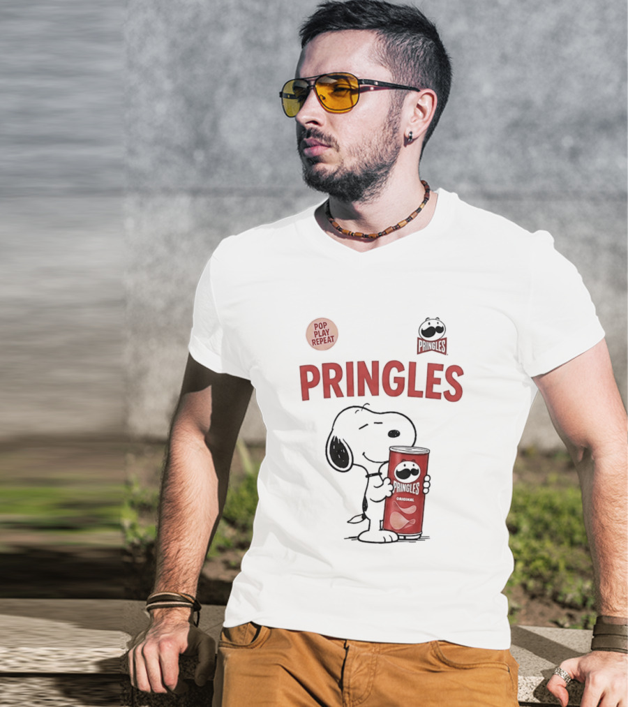Snoopy Pringles Pop Play Repeat T-Shirt