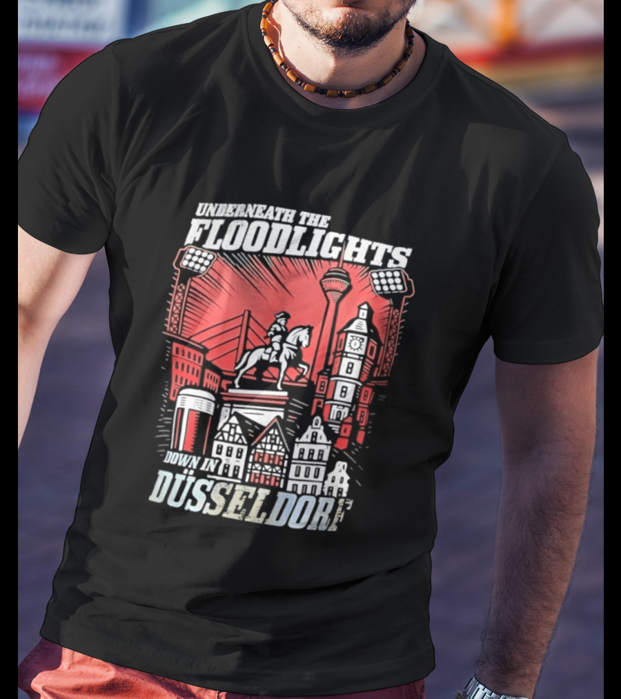 Underneath The Floodlights Düsseldorf Skyline And Equine Monument T-Shirt