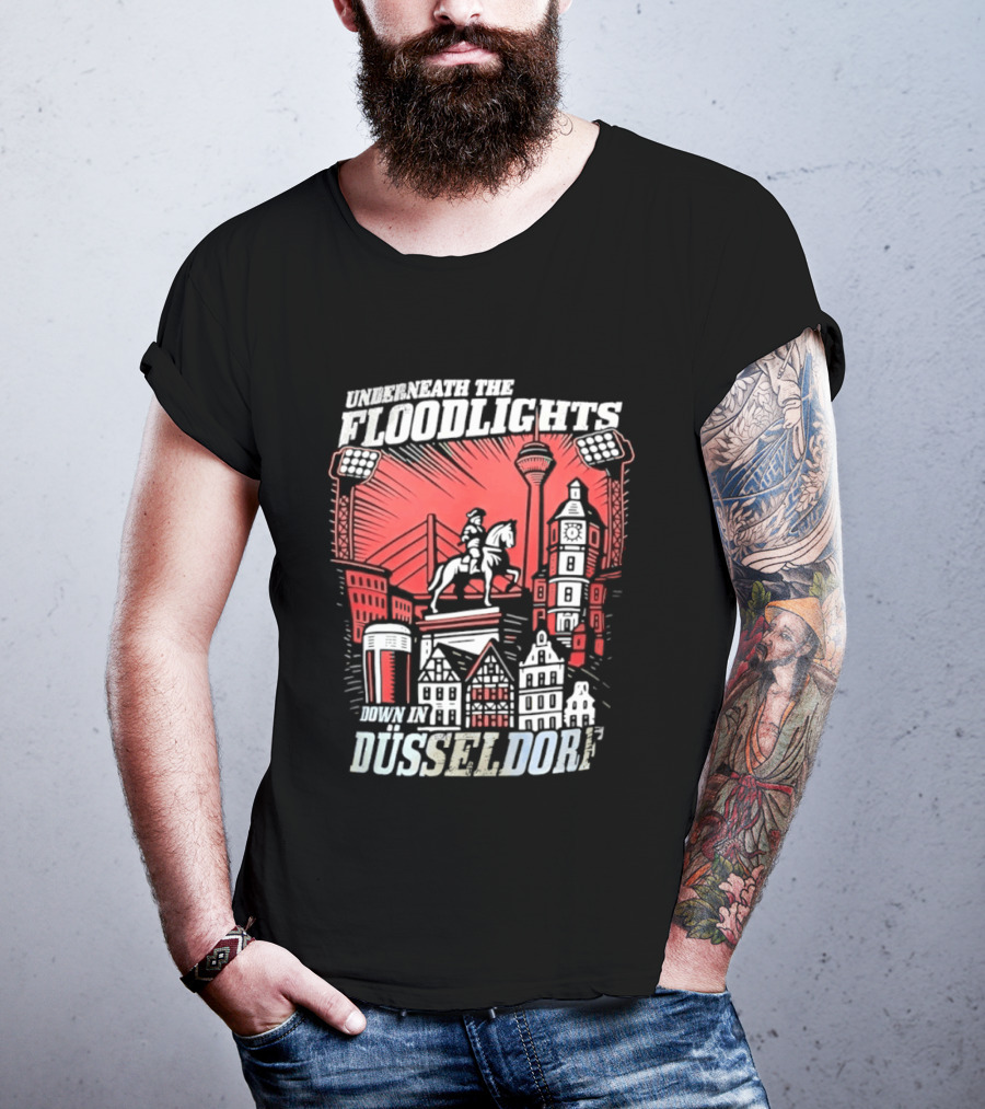 Underneath The Floodlights Düsseldorf Skyline And Equine Monument T-Shirt