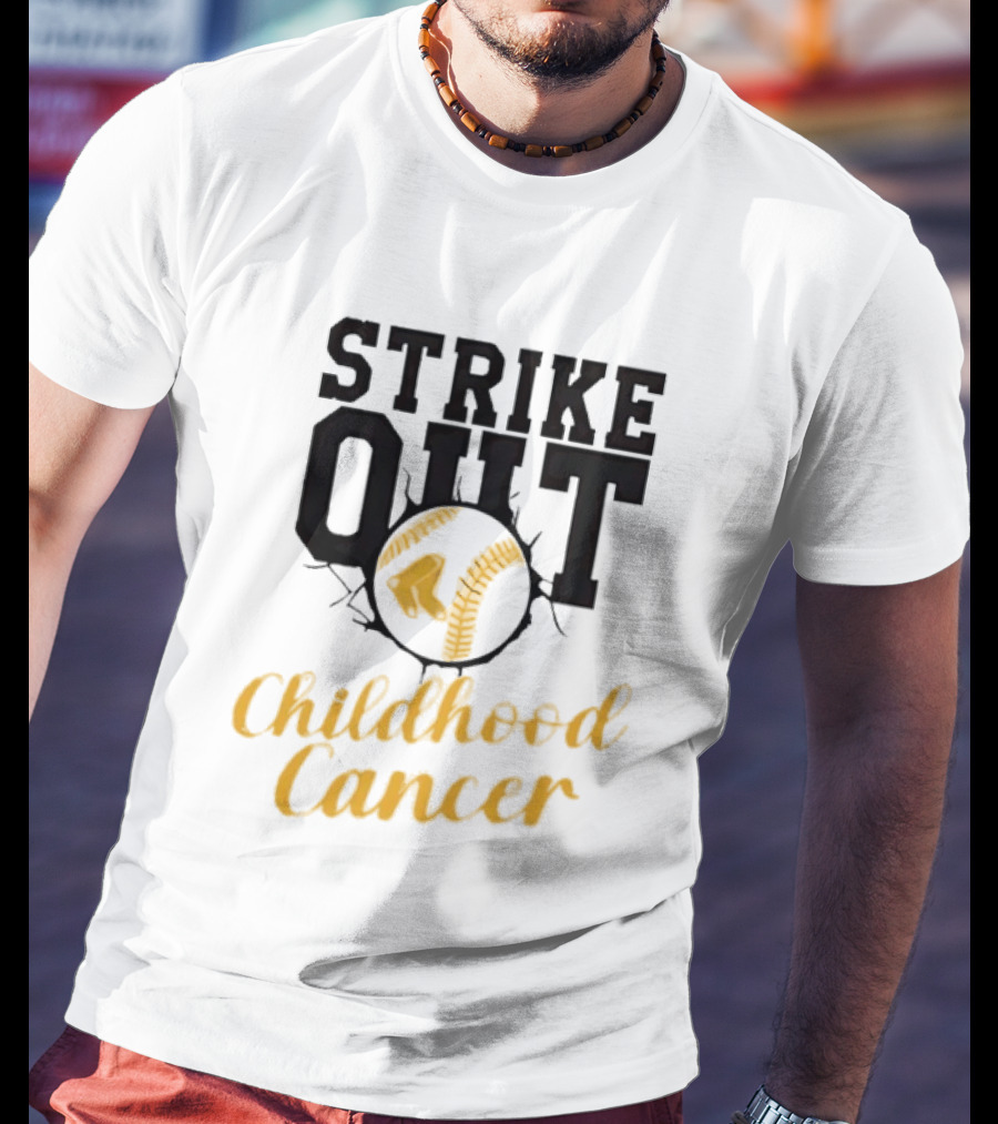 Strike Out Childhood Cancer Boston Red Sox Baseball Team Awareness T-Shirt