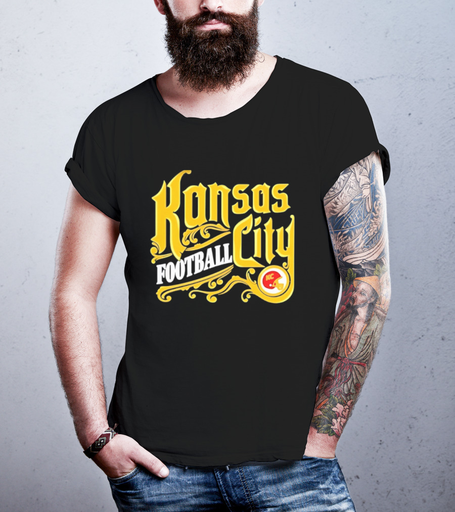 Kansas City Football City KC Chiefs Helmet T-Shirt