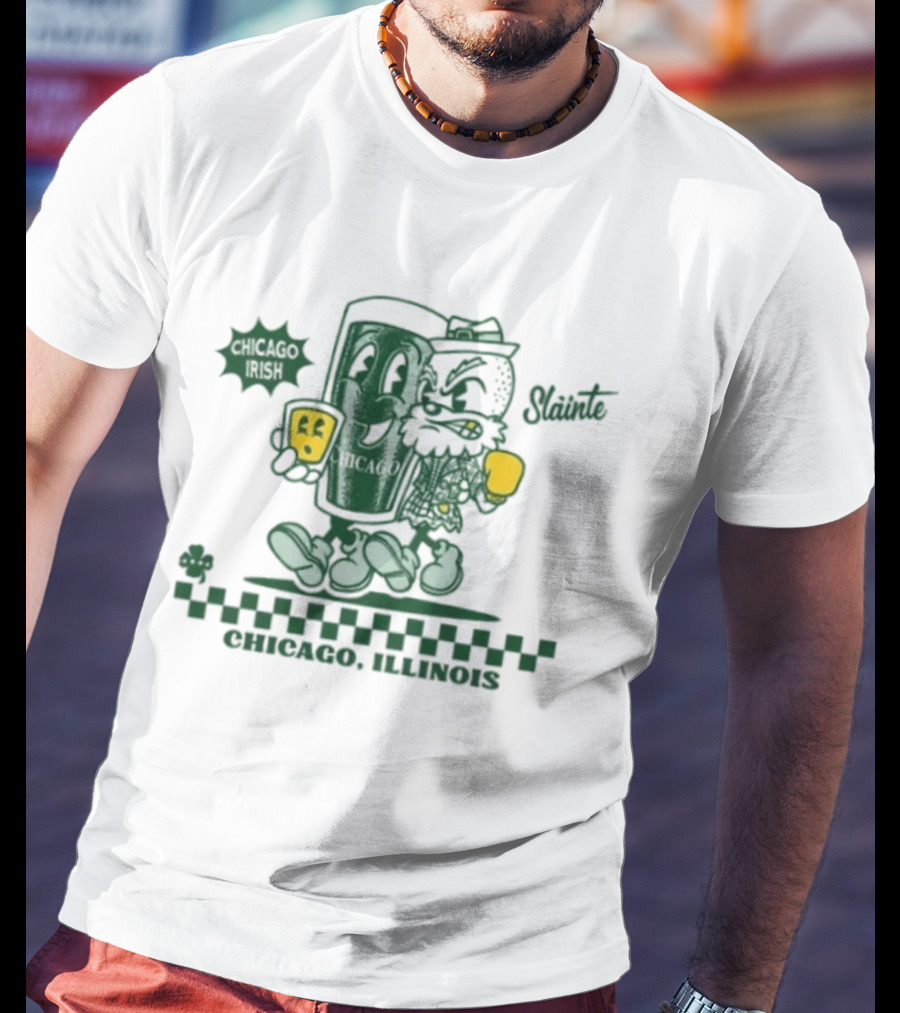 Chicago Illinois Irish Slainte Beer Pint St Patrick's Day T-Shirt