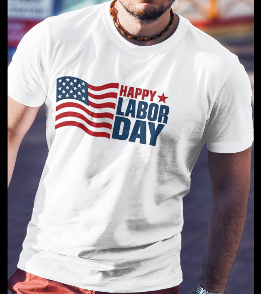 Happy Labor Day Distressed American Flag Stars Stripes T-Shirt