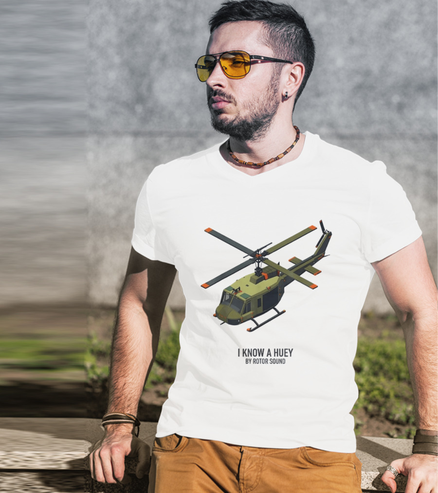 I Know A Huey UH 1 Iroquois By Rotor Sound Helicopter T-Shirt
