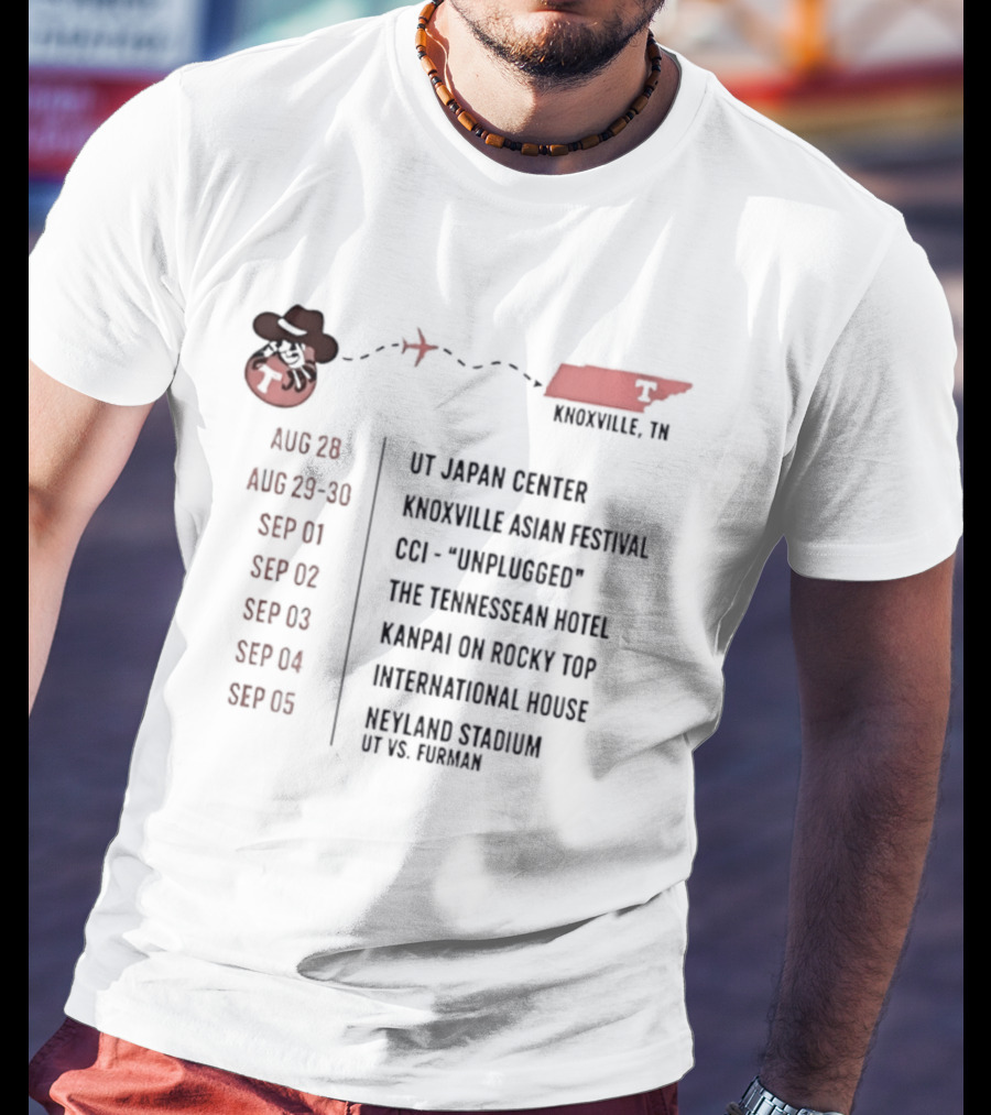 Knoxville TN Event Schedule UT Japan Center Festival Unplugged Hotel Rocky Top Stadium T-Shirt