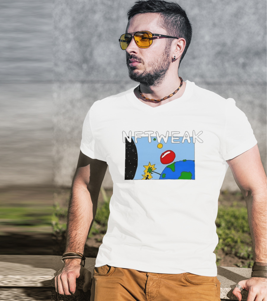 NFTWEAK Space Planet Cartoon NFT Satire Earth T-Shirt