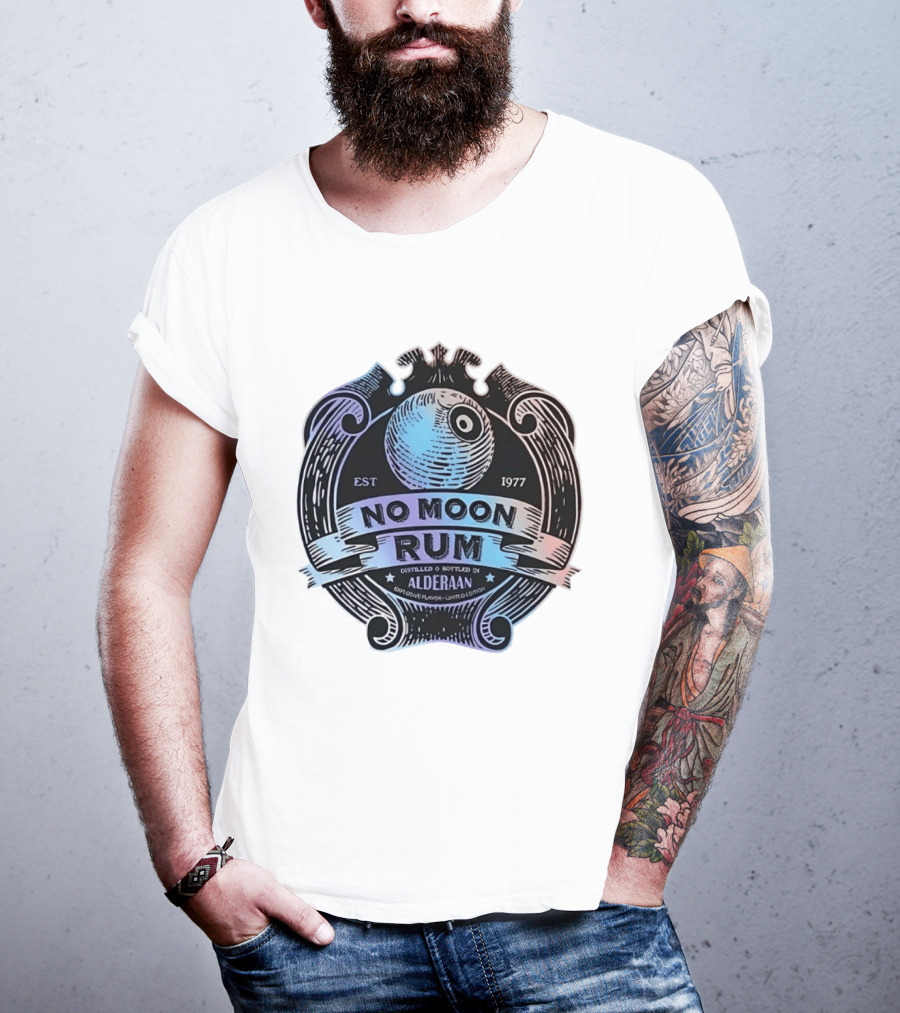 No Moon Rum Distilled And Bottled Alderaan Est 1977 T-Shirt