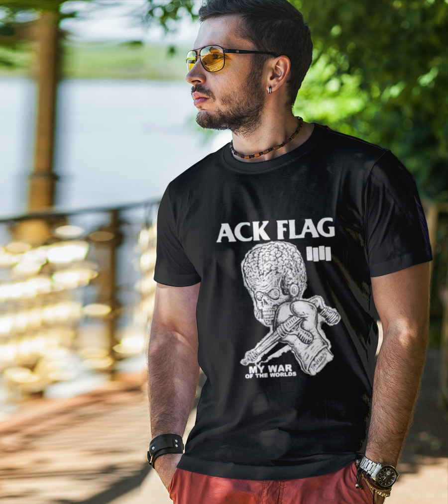 ACK Flag Mars Attacks War Of The Worlds Black Flag Mashup T-Shirt