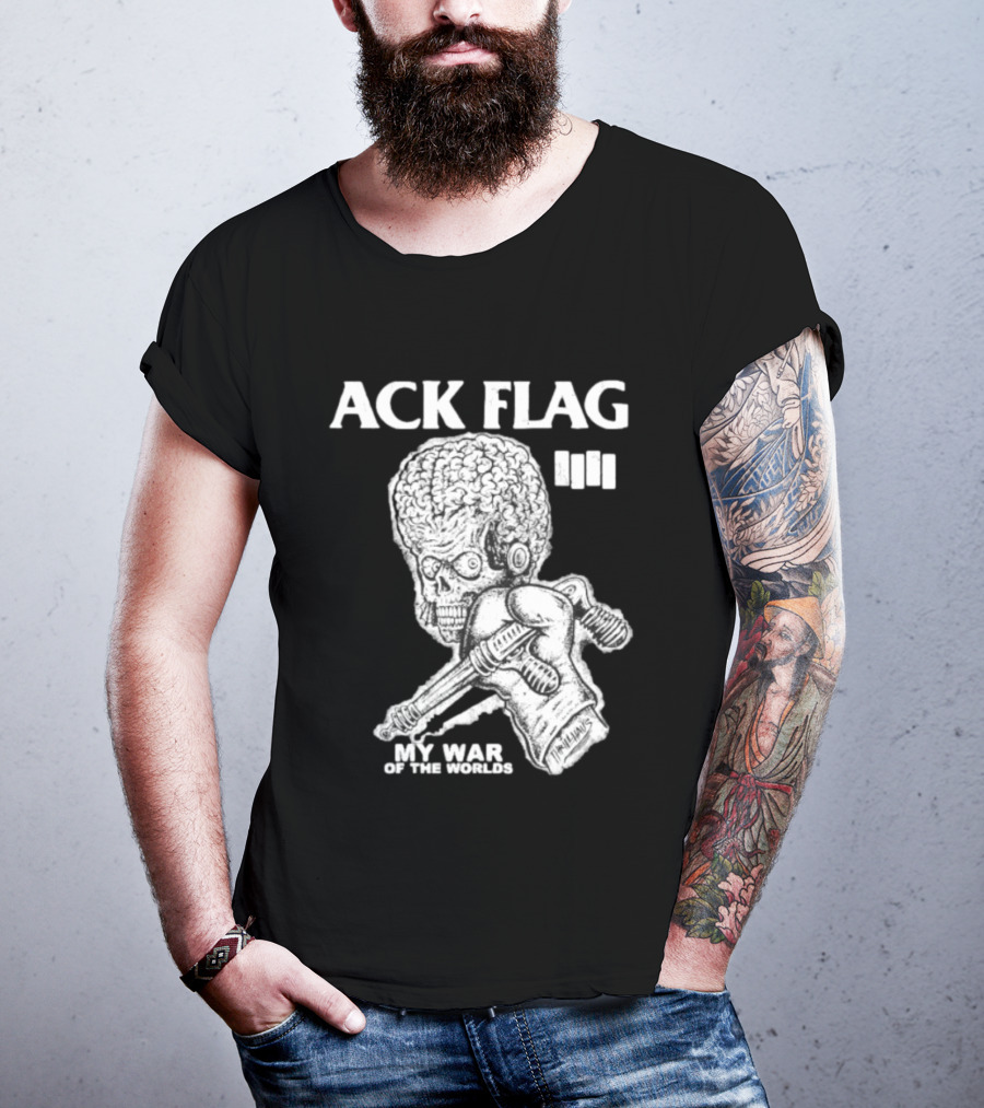 ACK Flag Mars Attacks War Of The Worlds Black Flag Mashup T-Shirt