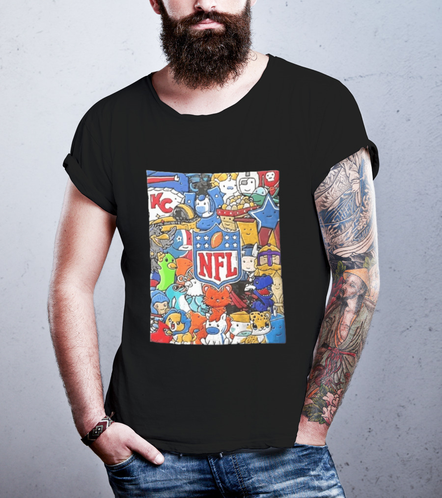 All 32 Teams Mascots Collection NFL KC Chiefs Steelers NCAA Dallas Cowboys MLB Vikings Jaguars T-Shirt