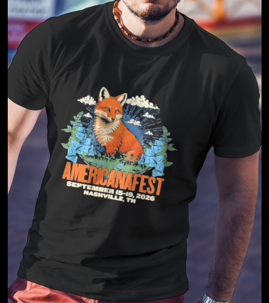 Americanafest 2026 Nashville September 15 19 Fox And Blue Flowers T-Shirt