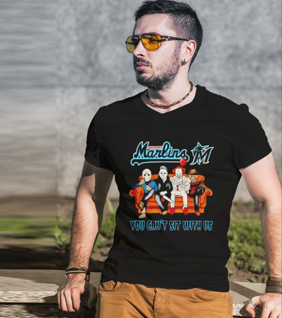 Miami Marlins Horror Movie Characters You Can't Sit With Us T-Shirt