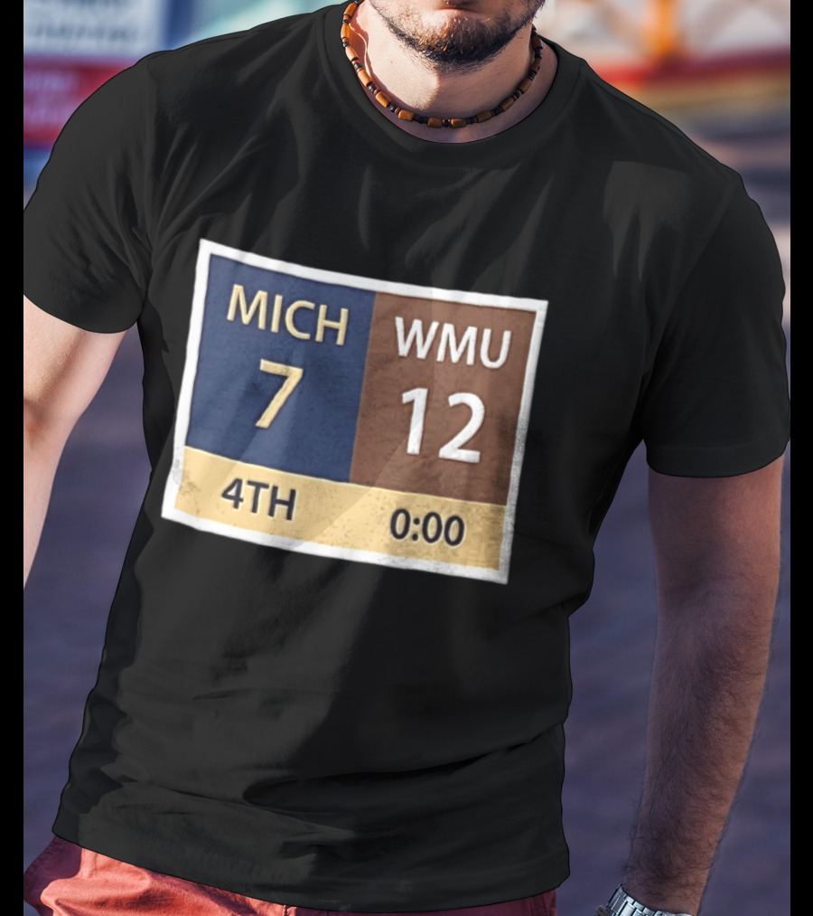 Michigan 7 WMU 12 4th Quarter Scoreboard T-Shirt