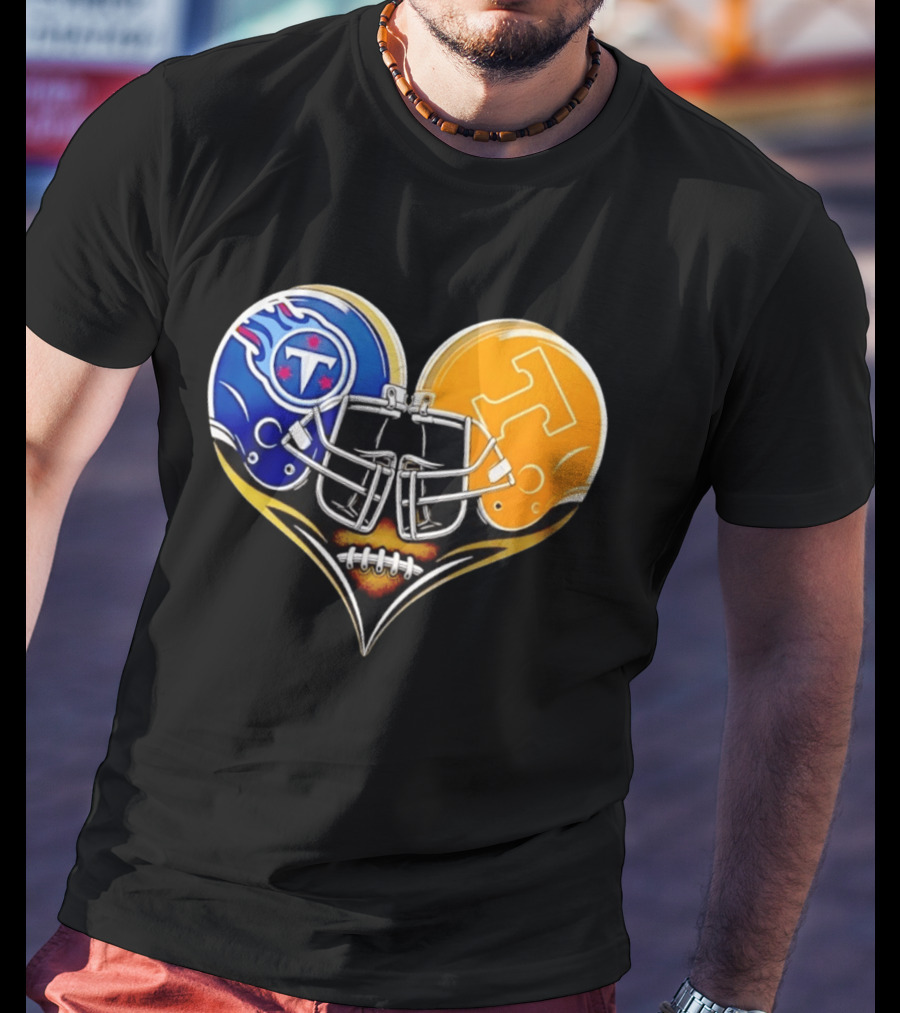 Tennessee Titans Tennessee Volunteers Football Heart Helmet T-Shirt