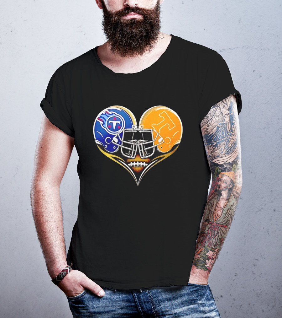 Tennessee Titans Tennessee Volunteers Football Heart Helmet T-Shirt