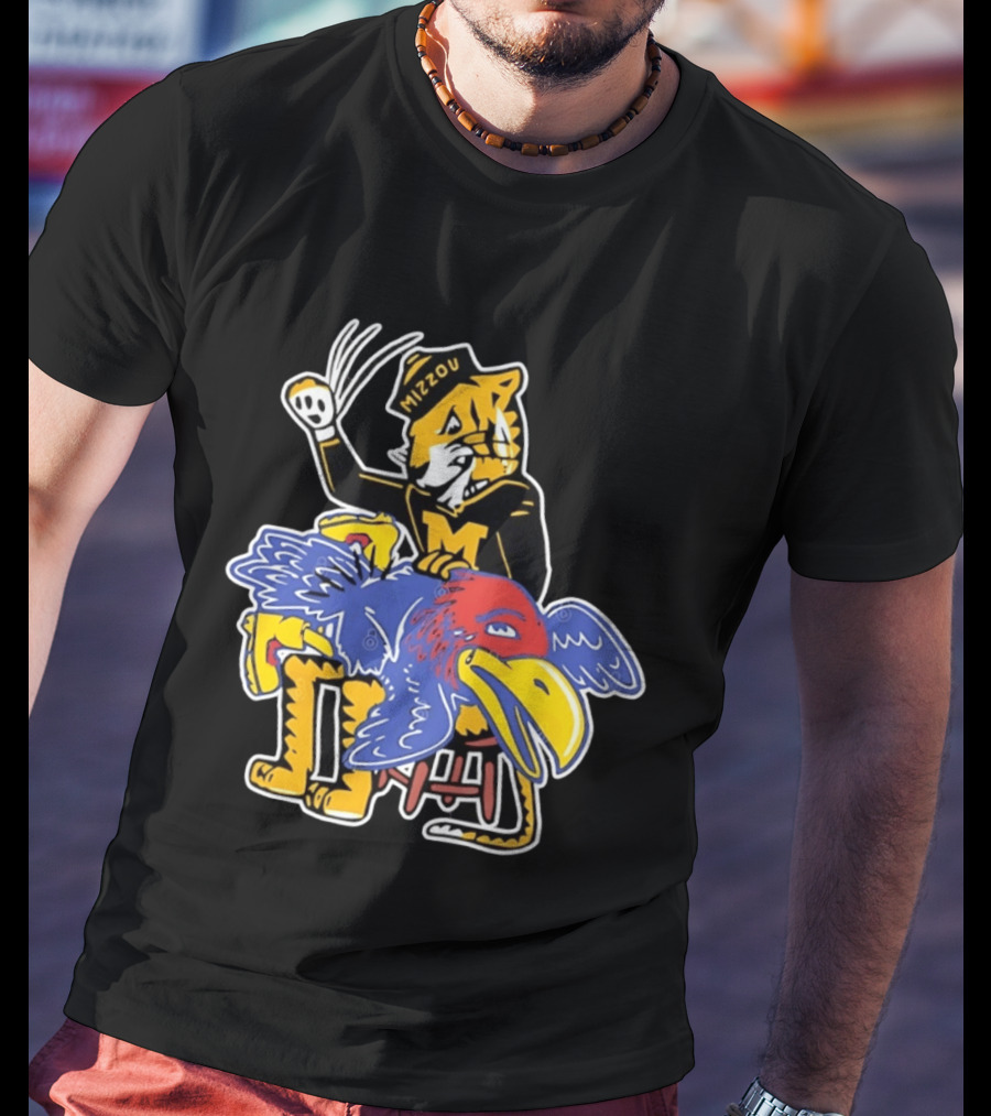 Mizzou Tigers Vs Kansas Jayhawk Rivalry Cartoon T-Shirt