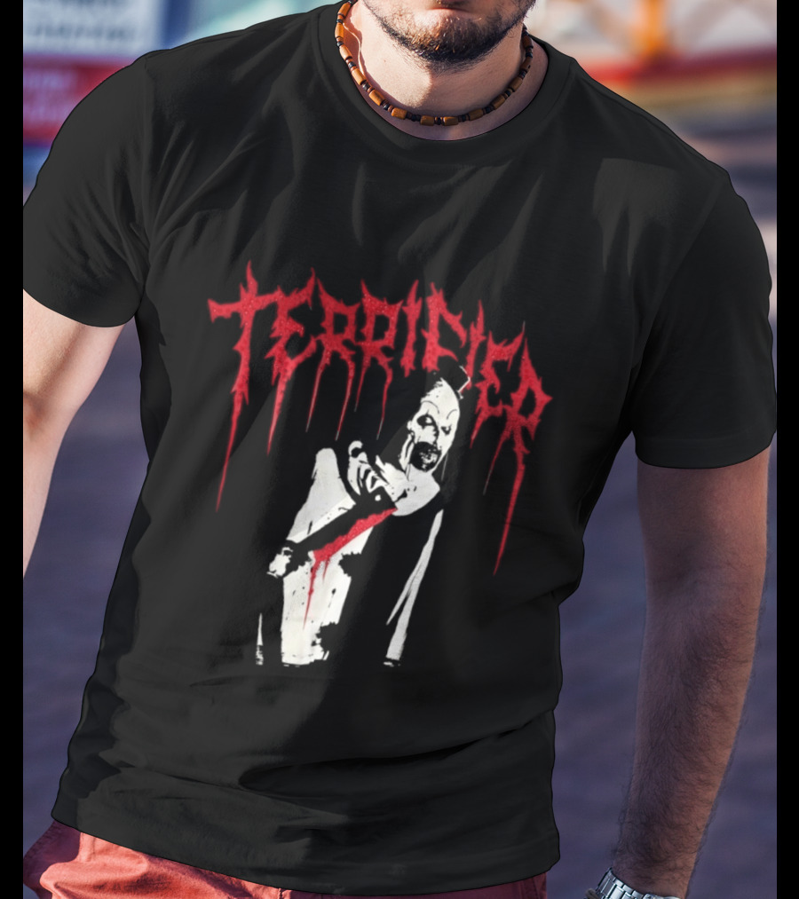 Terrifier Clown Horror Movie Rhinestone Scary Blood Effect T-Shirt