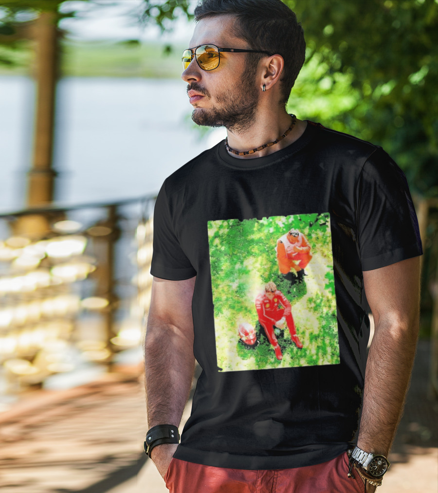 Monza GP Charles Leclerc Helmet On Grass Crash Moment T-Shirt