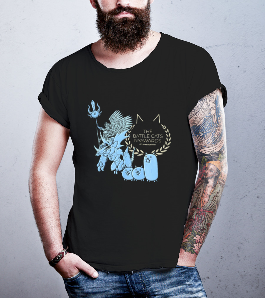 The Battle Cats Nyawards 11th Anniversary Characters Laurel Wreath Line T-Shirt