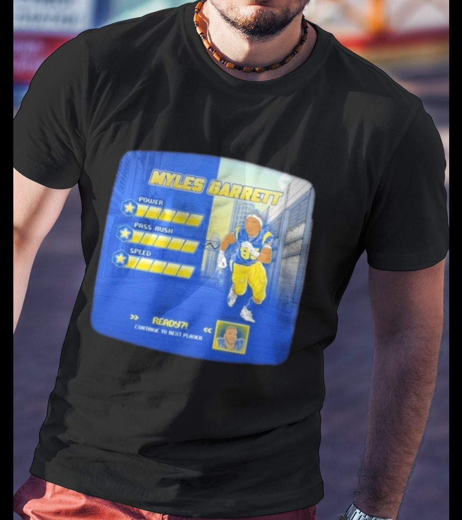 Myles Garrett Power Pass Rush Speed LA Rams 2026 Melbourne Game T-Shirt
