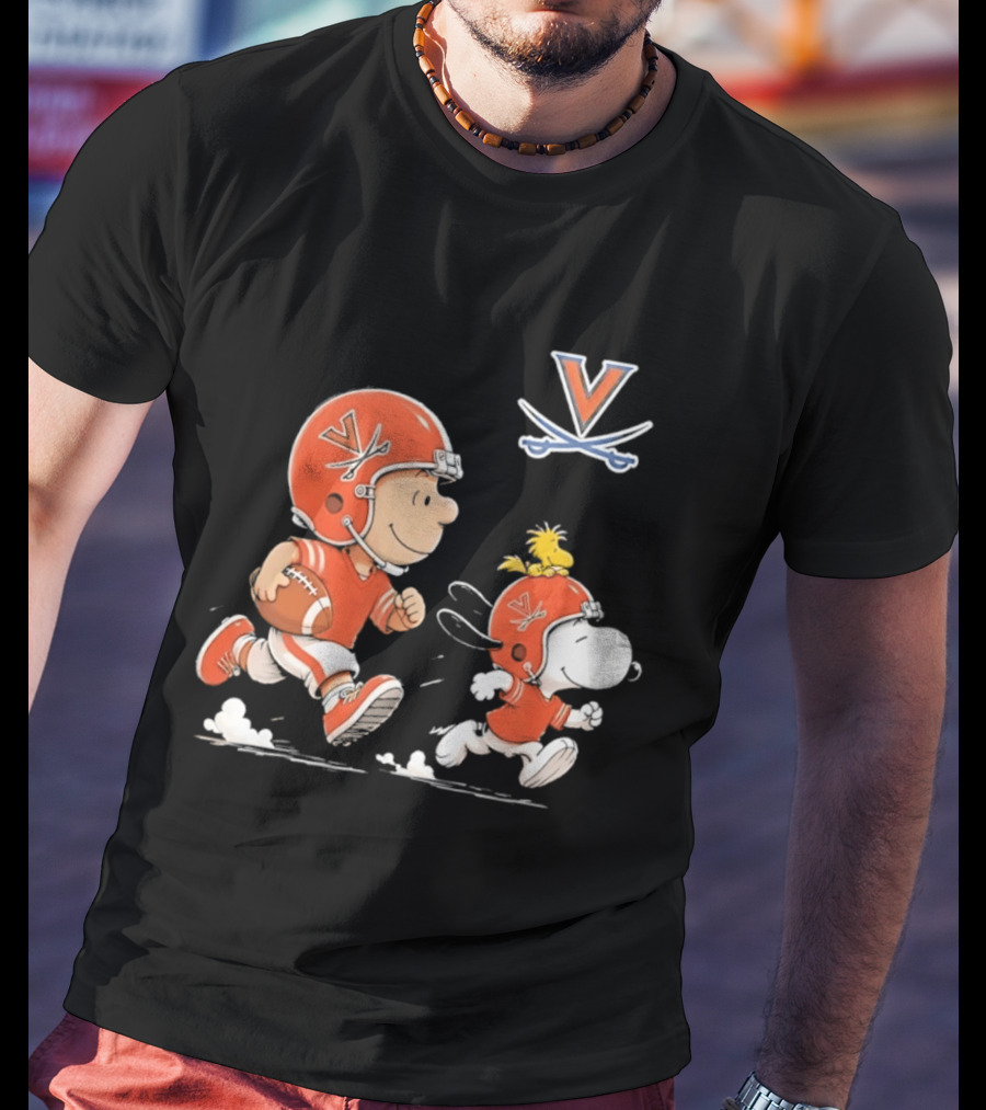 Charlie Brown Snoopy Woodstock Virginia Cavaliers Football Fun T-Shirt