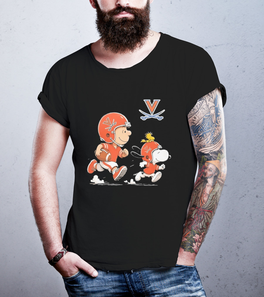 Charlie Brown Snoopy Woodstock Virginia Cavaliers Football Fun T-Shirt