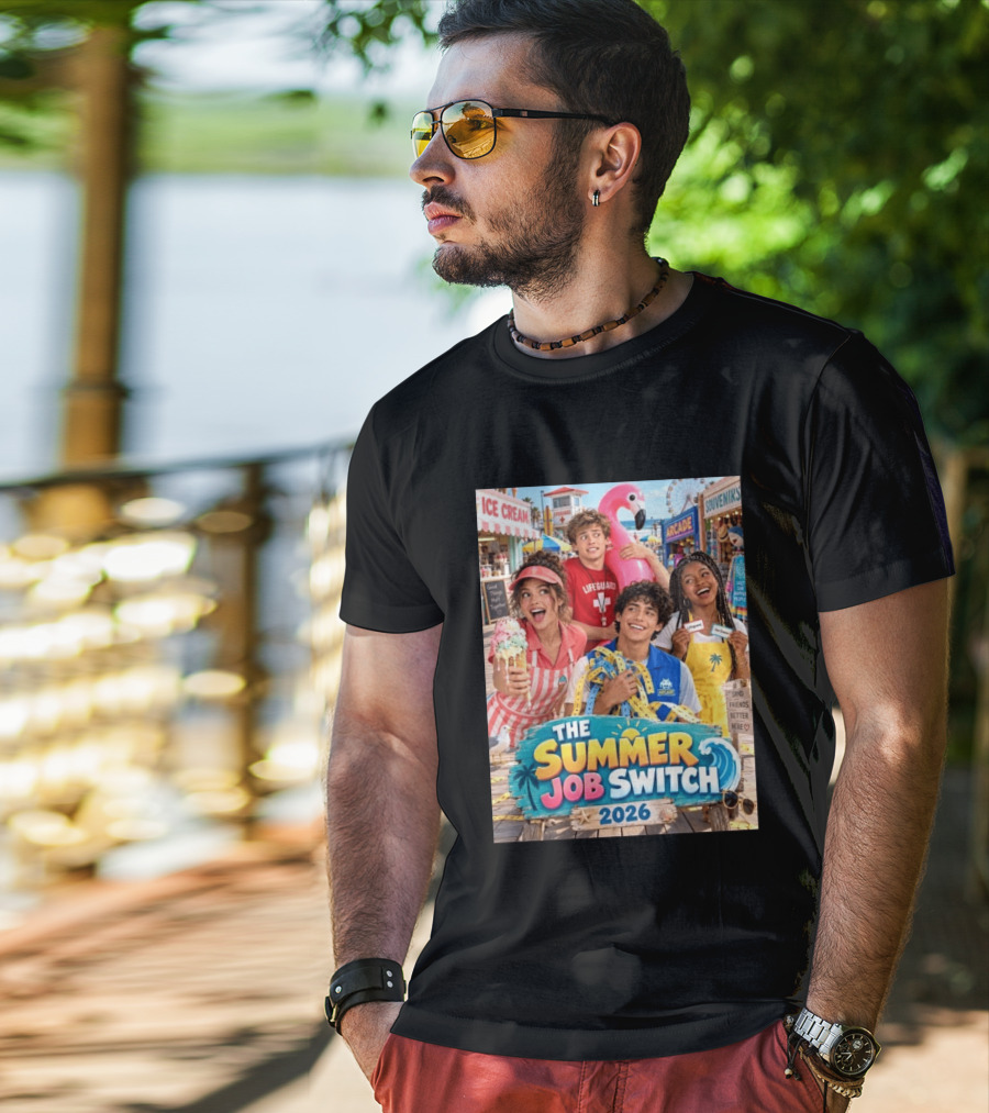 The Summer Job Switch 2026 Ice Cream Adventure Lifeguard Arcade Souvenirs Sand Friends T-Shirt