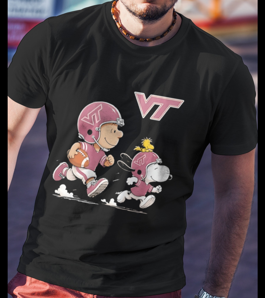 Charlie Brown Woodstock Snoopy Virginia Tech Hokies Football VT T-Shirt