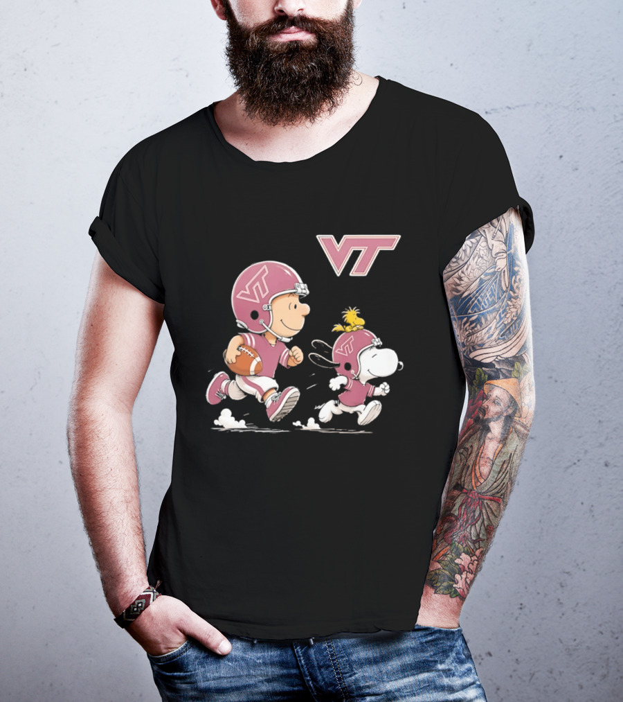 Charlie Brown Woodstock Snoopy Virginia Tech Hokies Football VT T-Shirt