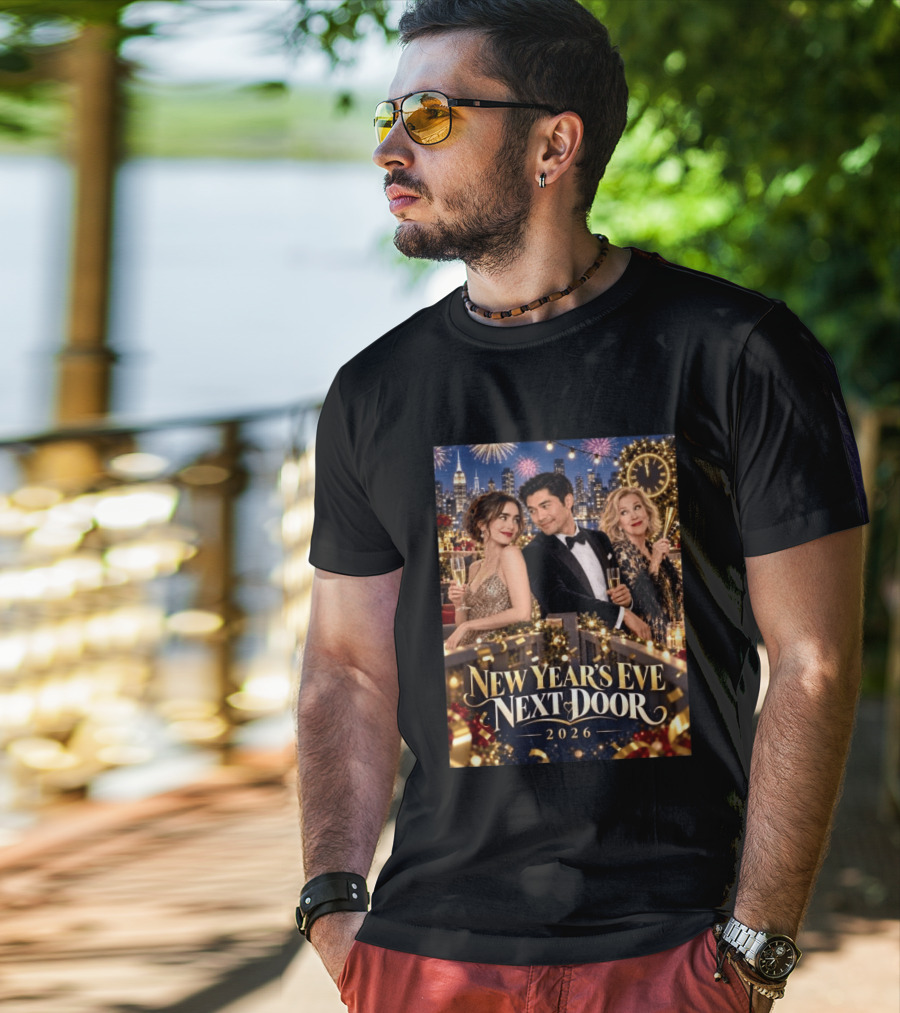 New Year's Eve Next Door 2026 Celebration With Charming Guests And Fireworks T-Shirt